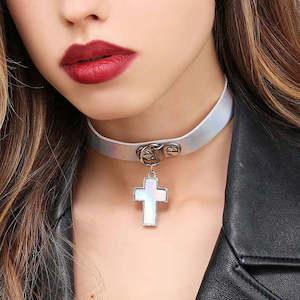 Retro Revival - Trinity Holographic Chokers - Cross Charm