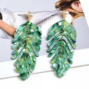 Daphne Acrylic Fern Frond Earrings