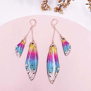 Niamh Fairy Wing Earrings - Limited Edition Rainbow/Rose Gold Variant