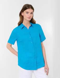 Brax Vel Linen Shirt - Aqua