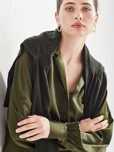 Sills Olive Alva Silk Shirt