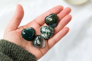 Moss Agate Small Hearts