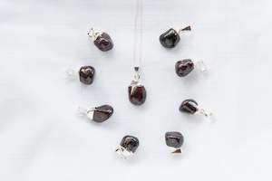 Silver Capped Garnet Mini Tumble Necklace