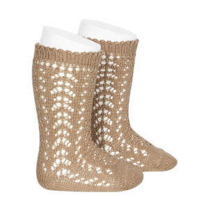 Tan Long Open Lace Socks