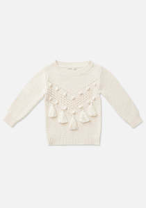 Miann & Co Knitted Tassel Jumper - Frost