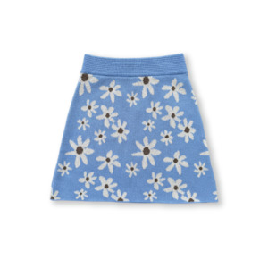 Grown Wild Flower Knit Skirt - Sky