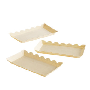 Scallop Edge Wooden Party Plates 10 Pack