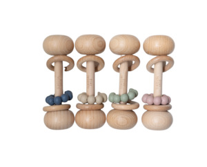 Clothing wholesaling: Set of 4 Beech & Silicone Rattles