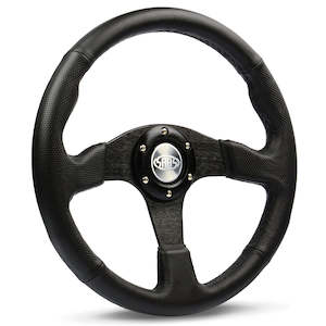 Steering Wheel Leather 14" Black Spoke - SaaS