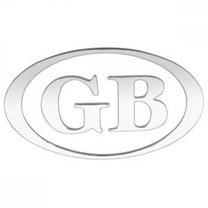 GB Letter Set, oval, chrome, 3 piece