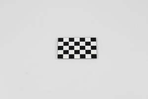 Black and White Chequered Flag - Enamel Badge - 51mm x 29mm