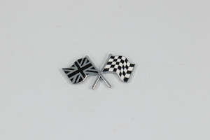 Crossed UK & Chequered Flag Badge - Self-Adhesive