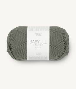 Knitted fabric: Babyull Lanett Stovet Olivegronn - 9071