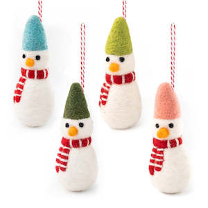 Felted Snowmen Christmas Decoration