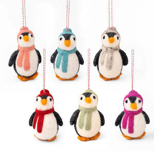 Felted Penguin Christmas Decoration