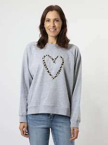 Grey Leopard Heart Everyday Sweater