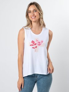 White Tank With Jolie Ruby Rose Cross