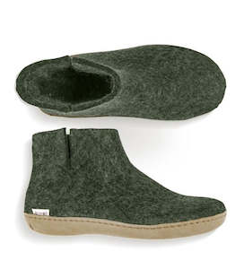 Glerups Felted Wool Boot with Leather Sole - Forest