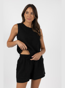 Ramona Shorts in Black Linen