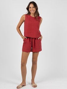 Ramona Shorts in Brick Linen