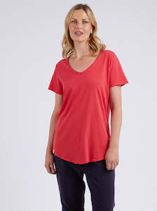 Fundamental Vee Tee in Bittersweet Red