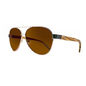 Polarised Wooden Sunglasses - Aviator - 522SG