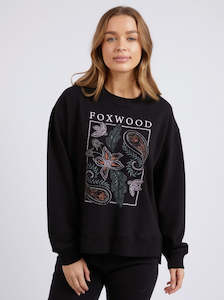 Paisley Crew Sweater in Black - Last One Sz 8