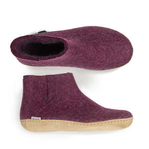 Glerups Felted Wool Boot with Leather Sole - Cranberry