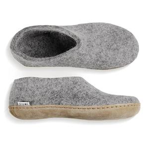 Glerups NZ Felted Wool Shoe with Leather Sole - Grey