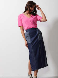 Panelled Denim Skirt