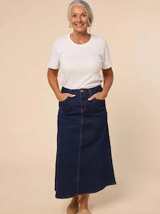 Potato crisp wholesaling: Denim A-Line Skirt