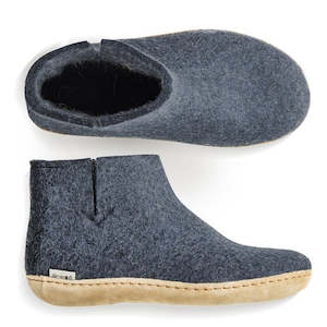 Glerups Felted Wool Boot with Leather Sole - Denim