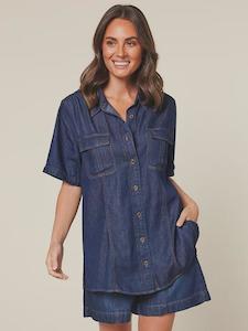 Potato crisp wholesaling: Sam Short Sleeve Shirt in Dark Wash