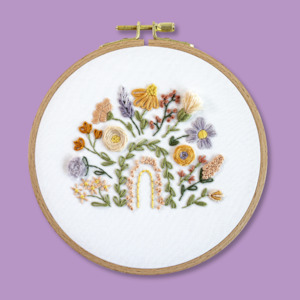 Craft material and supply: Floral Rainbow Sampler Embroidery Kit