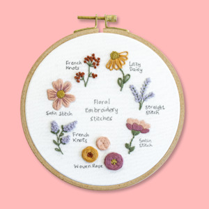 Craft material and supply: Floral Stitch Sampler Beginner Kit