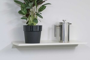 Architectural aluminium: White Cliff Hanger Floating Timber Shelves 16mm thick – Any Size