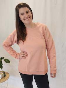 Clothing manufacturing - womens and girls: Zip Crew Sweatshirt - Pale Pink