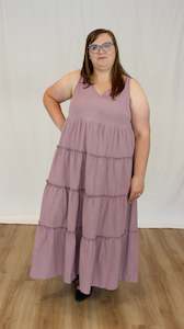 Clothing manufacturing - womens and girls: V-Neck Maxi Dress - Lilac