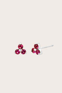 Silver Birthstone Studs - July/Ruby