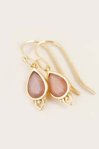 Peach Moonstone: Sacral Chakra Earrings Gold  my