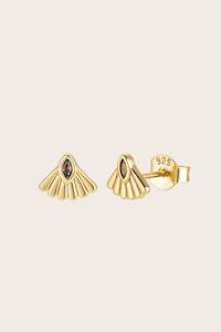 Fantail Studs Brown - Gold