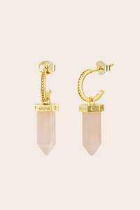 Rose Quartz Aroha Hoops - Gold