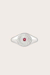 Silver Birthstone Ring - July/Ruby