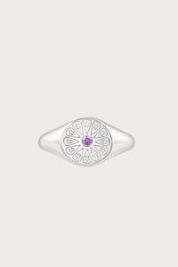 Silver Birthstone Ring - February/Amethyst