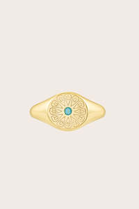 Gold Birthstone Ring - December/Turquoise