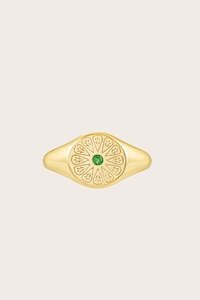 Gold Birthstone Ring - May/Emerald