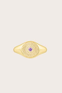 Gold Birthstone Ring - February/Amethyst