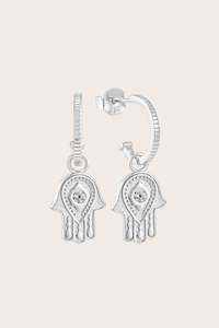 Hamsa Blessings Hoops - Silver