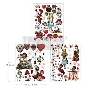 Furniture: Redesign Transfer Middy ~ WONDERLAND IMPRESSIONS – 3 SHEETS, 8.5″X11″ (LIMITED RELEASE)