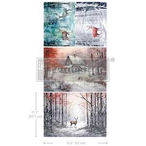 A3 Redesign Decoupage Fibre (3 Sheet Pack) - Dashing Through The Pines (limited Release)